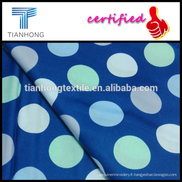 fond bleu 100 coton avec pois colorés réactive teint satin pour robe de vêtements